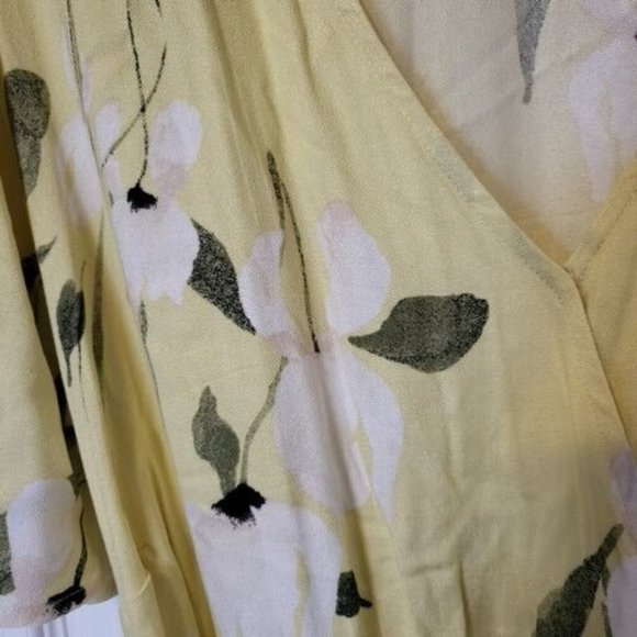 Rachel Roy Plus Size V-Neck, Floral, Size 3X, Flutter Sleeves, Pale Yellow, NWT - Picture 8 of 14